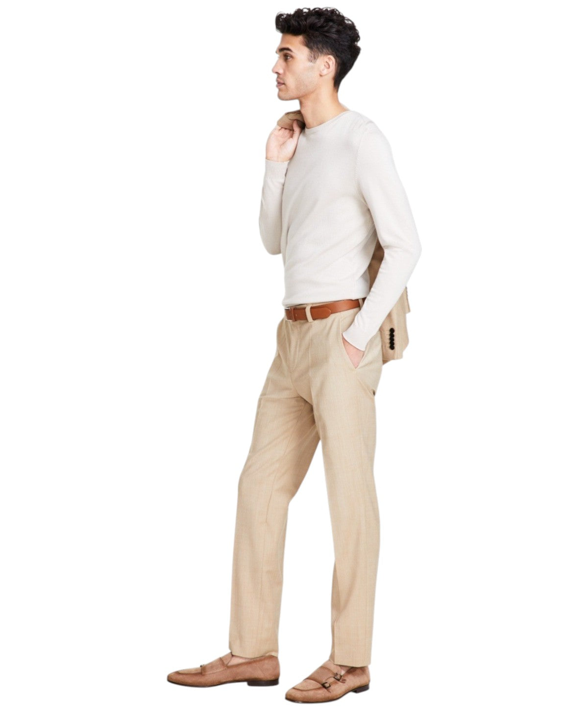 Hugo Boss Mens Modern fit Dress Pants 36 / 32 Beige Solid Stretch