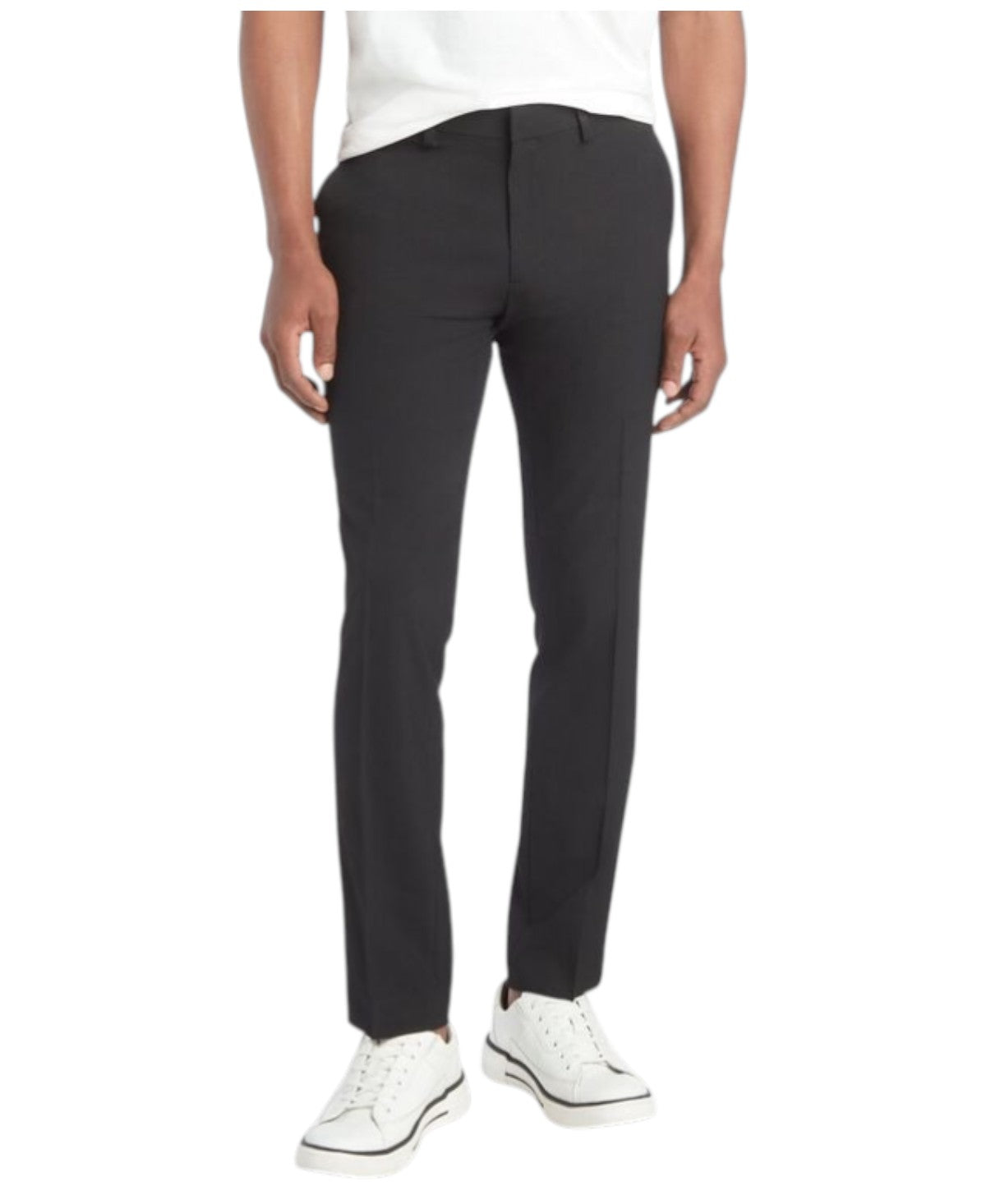 Kenneth Cole Mens Skinny fit Dress Pants 33 / 30 Black Solid Stretch