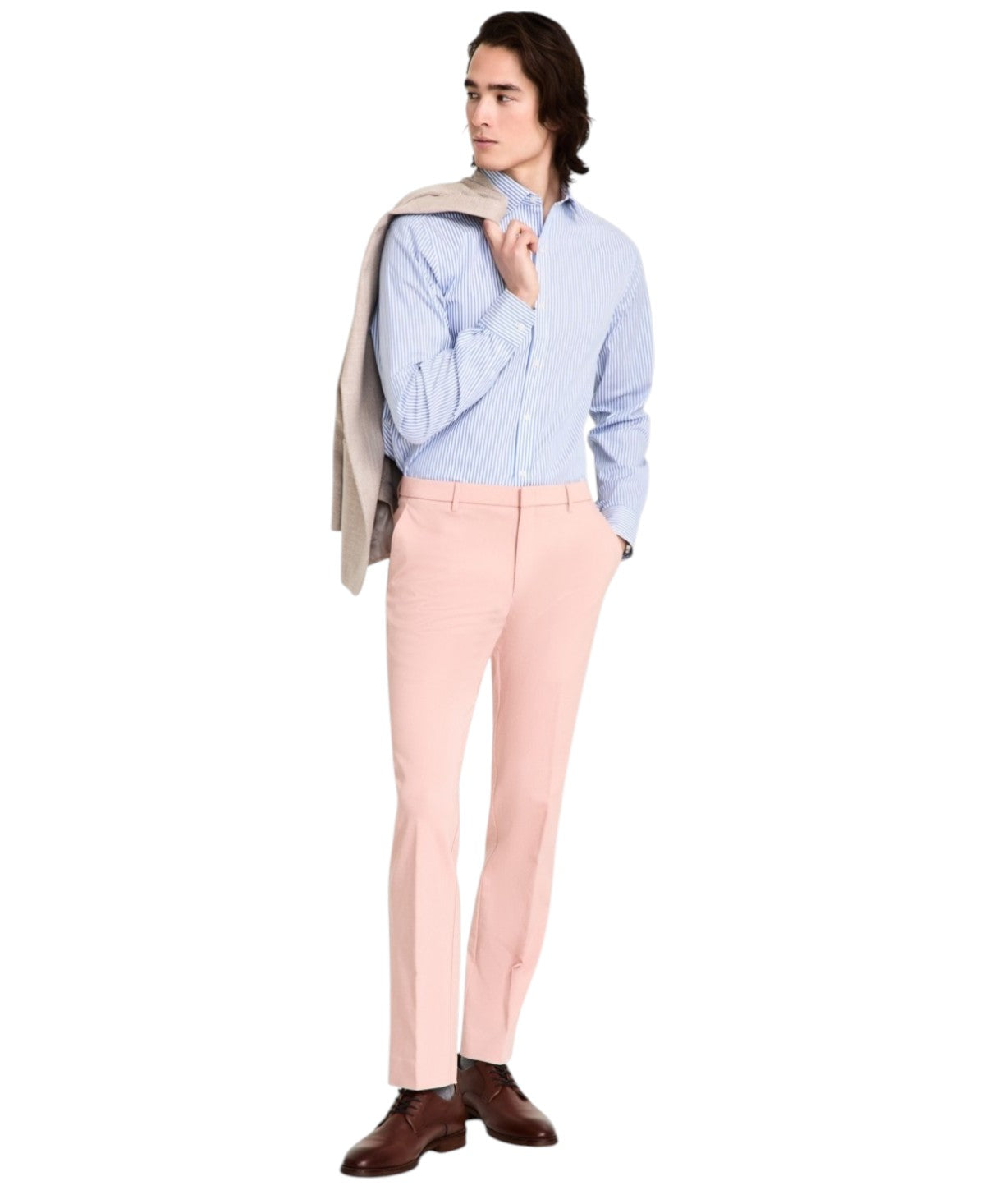 Tommy Hilfiger Mens Modern fit Dress Pants 38 / 32 Pink Solid Stretch