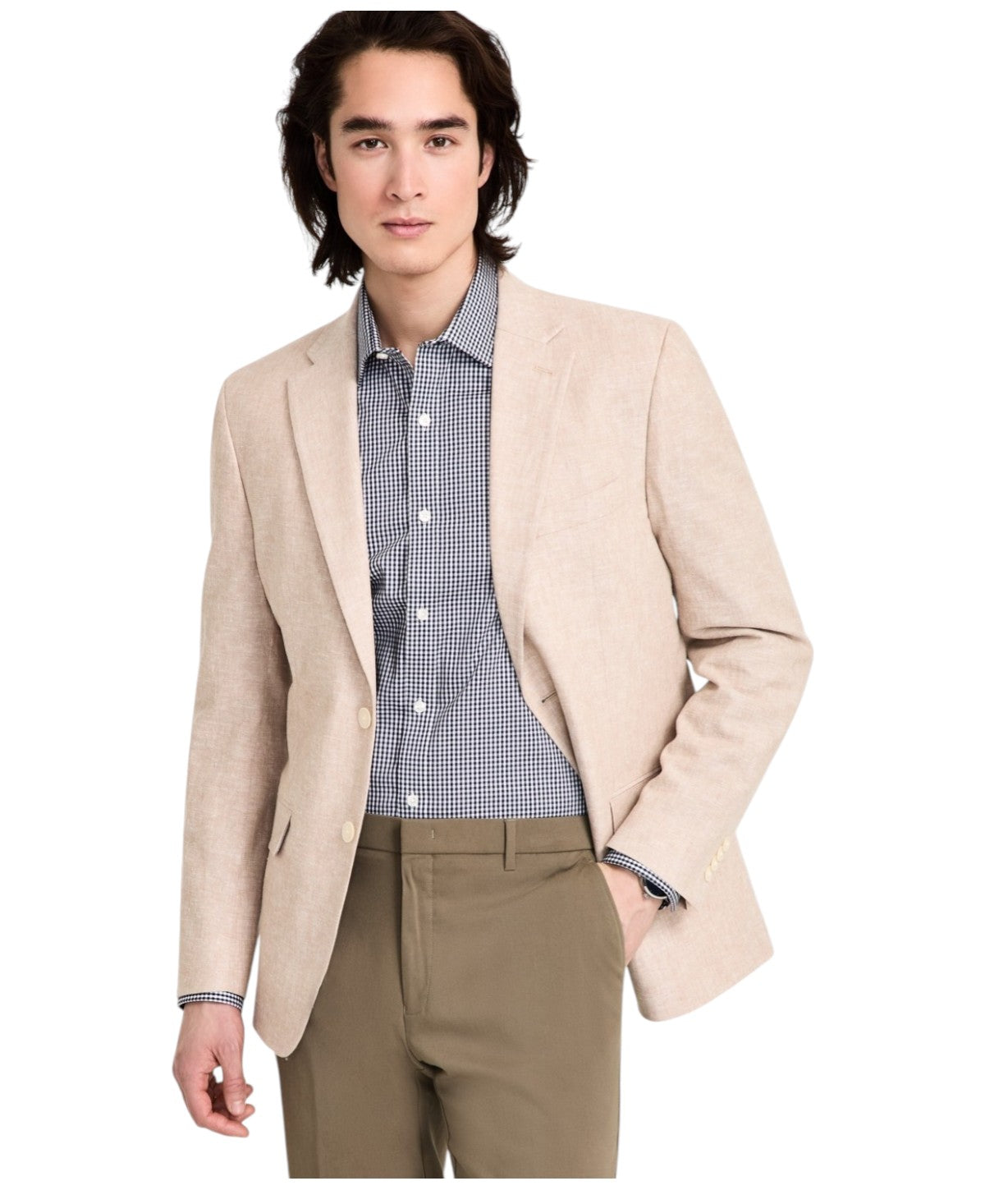 Tommy Hilfiger Mens Modern fit Sport Coat Blazer 38 R Beige Solid Stretch