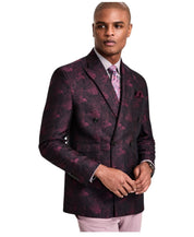 Tayion Mens Classic fit Double Breasted Suit Jacket Blazer 42 S Red Floral