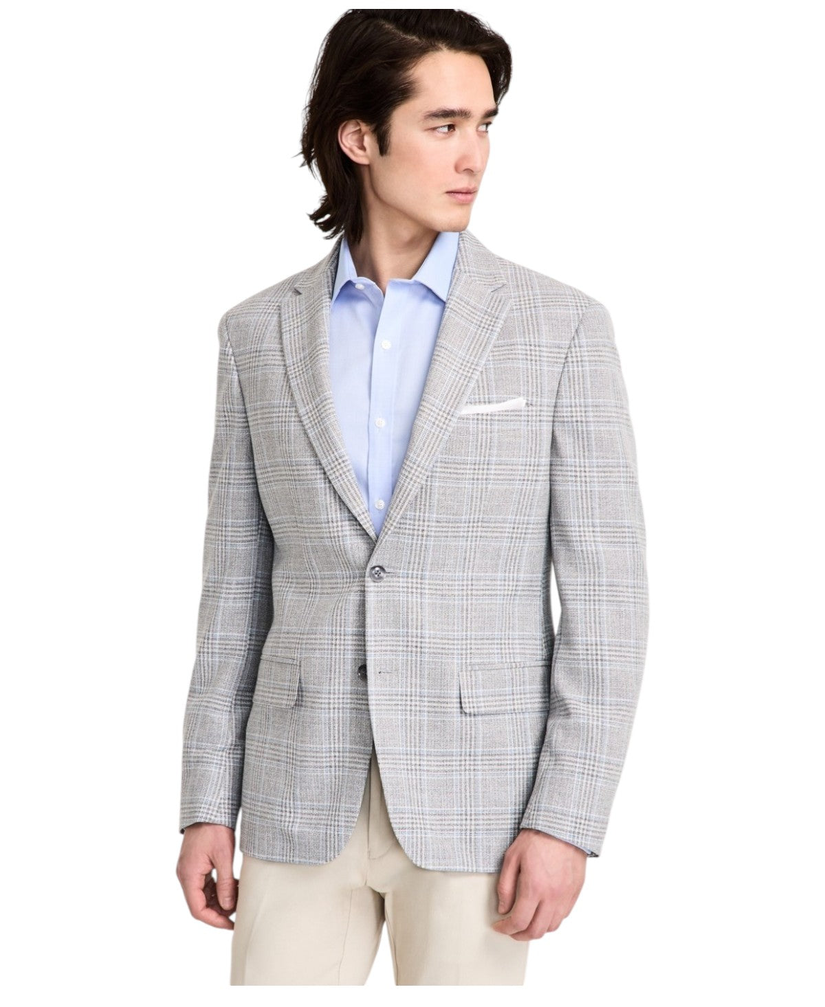 Tommy Hilfiger Mens Modern fit Sport Coat Blazer 42 R Light Grey Plaid Stretch