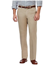 Haggar Mens Straight fit Dress Pants 32 / 32 Beige Solid Stretch