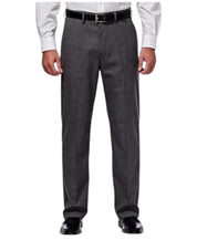 Haggar Mens Classic Fit fit Dress Pants 34 / 30 Charcoal Grey Solid Stretch