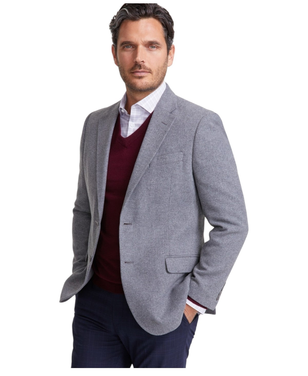 Nautica Mens Modern fit Sport Coat Blazer 40 R Light Grey Solid Stretch