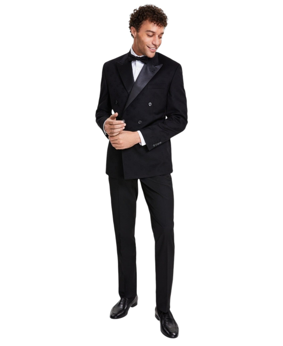 Tayion Mens Regular fit Double Breasted Suit Jacket Blazer 48 L Black