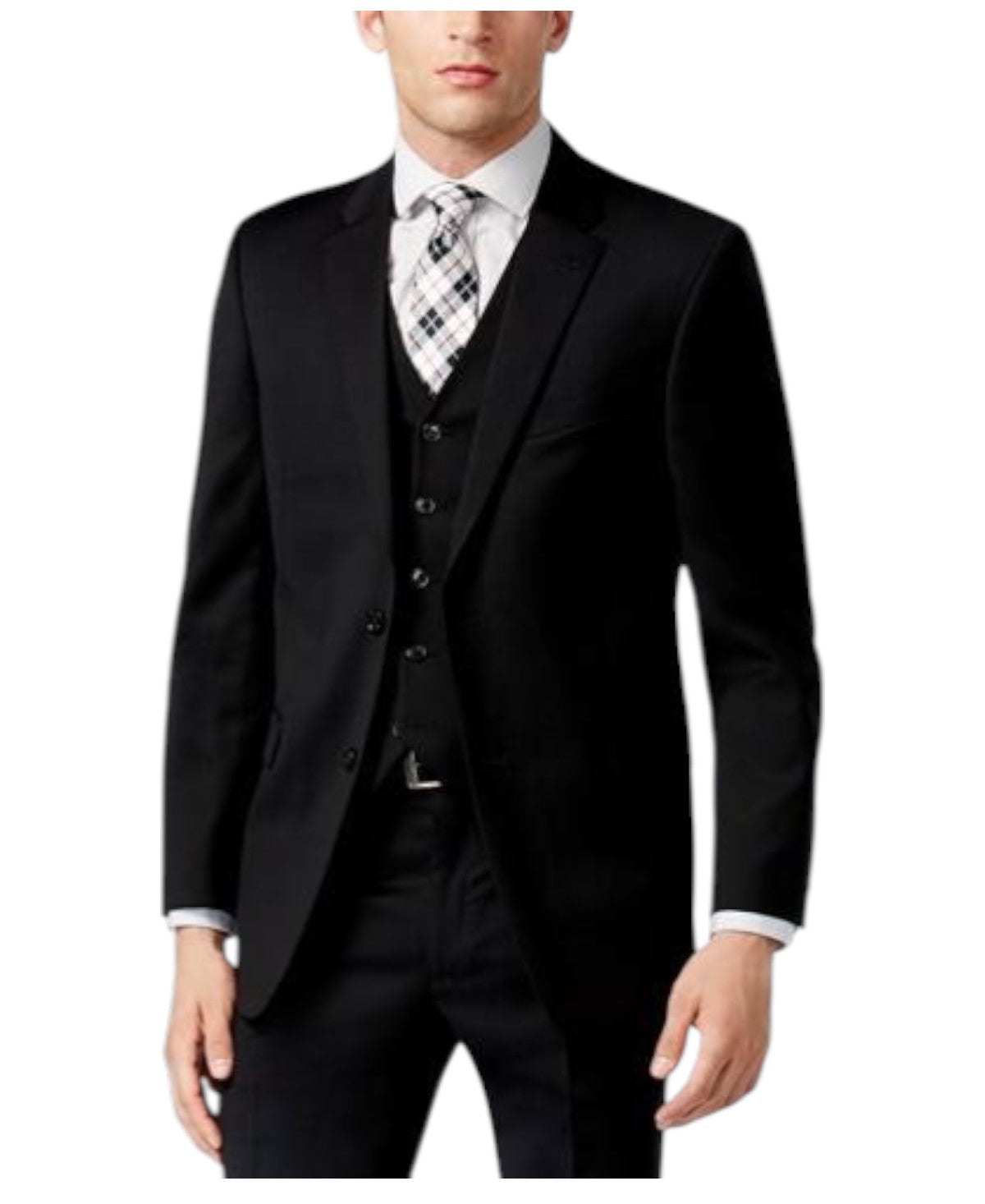 Tommy Hilfiger Mens Modern fit Wool Suit Jacket Blazer 46 R Black Solid Stretch