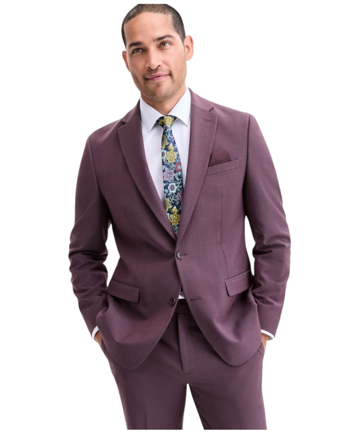Bar Iii Mens Slim fit Sport Coat Blazer 38 S Purple Solid Stretch