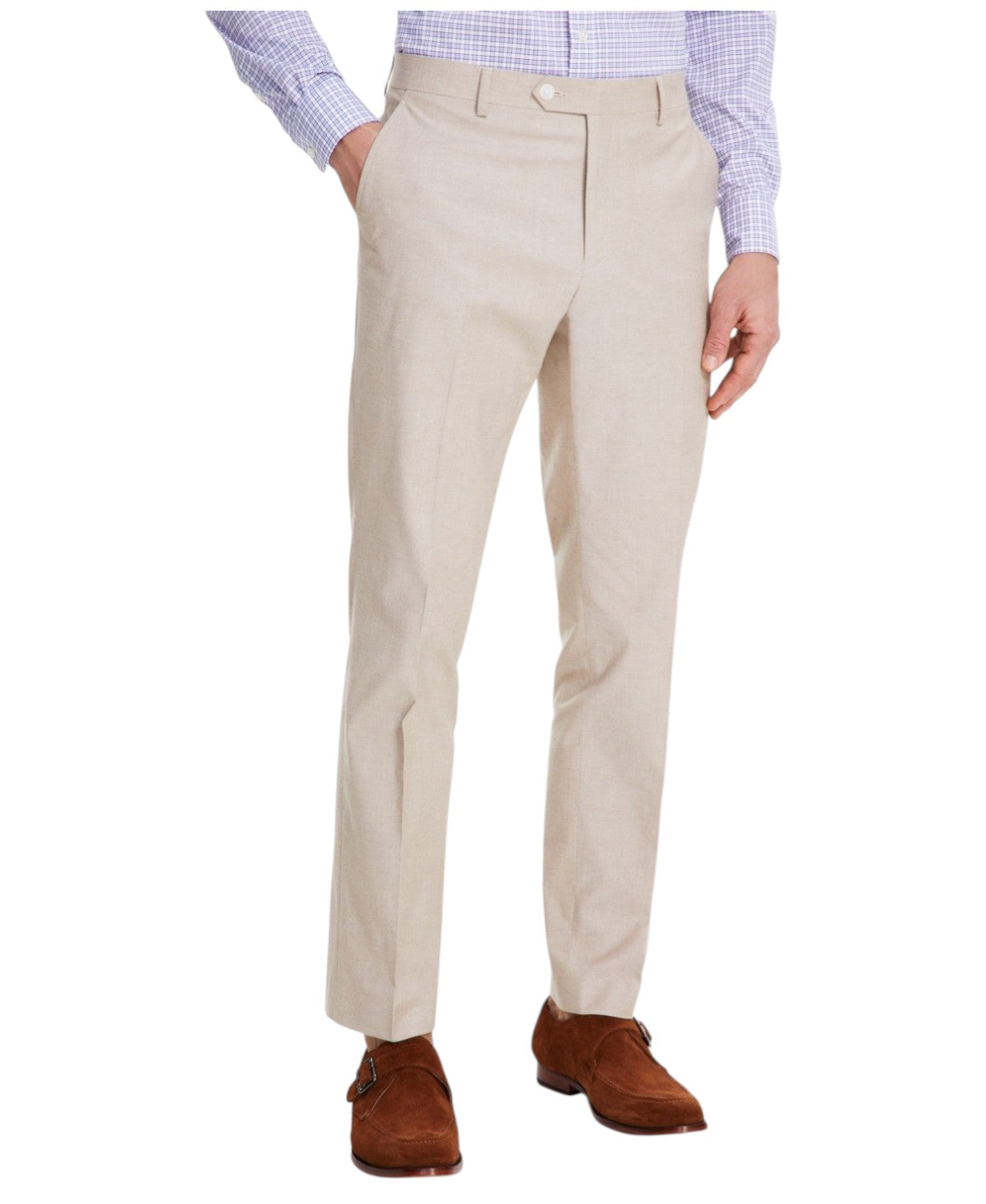 Tommy Hilfiger Mens Modern fit Dress Pants 34 / 32 Beige Solid Stretch
