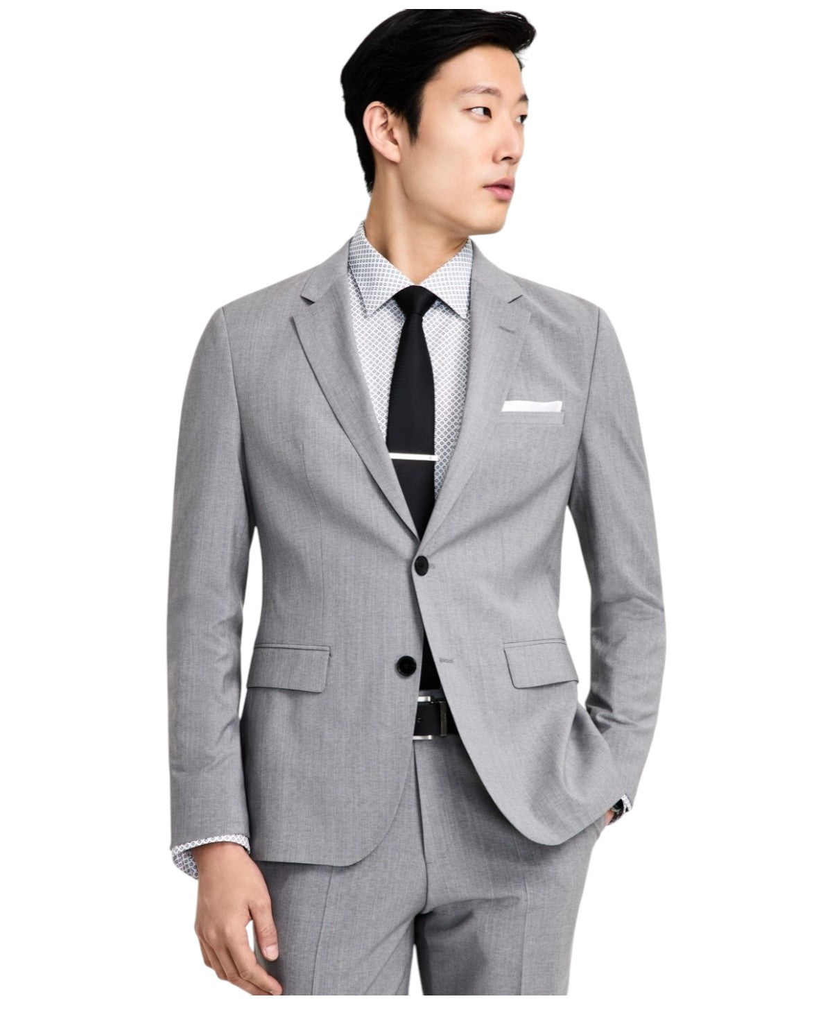 Hugo Boss Mens Modern fit Suit Jacket Blazer 36 R Mid Grey Solid Stretch