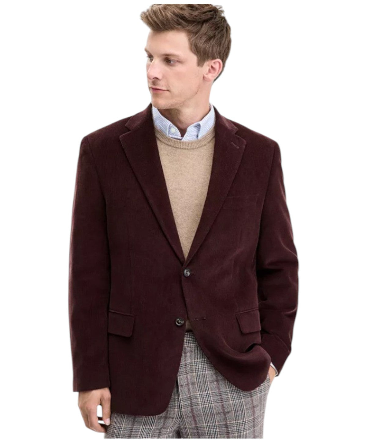 Tommy Hilfiger Mens Modern fit Corduroy Sport Coat Blazer 36 S Brown Solid