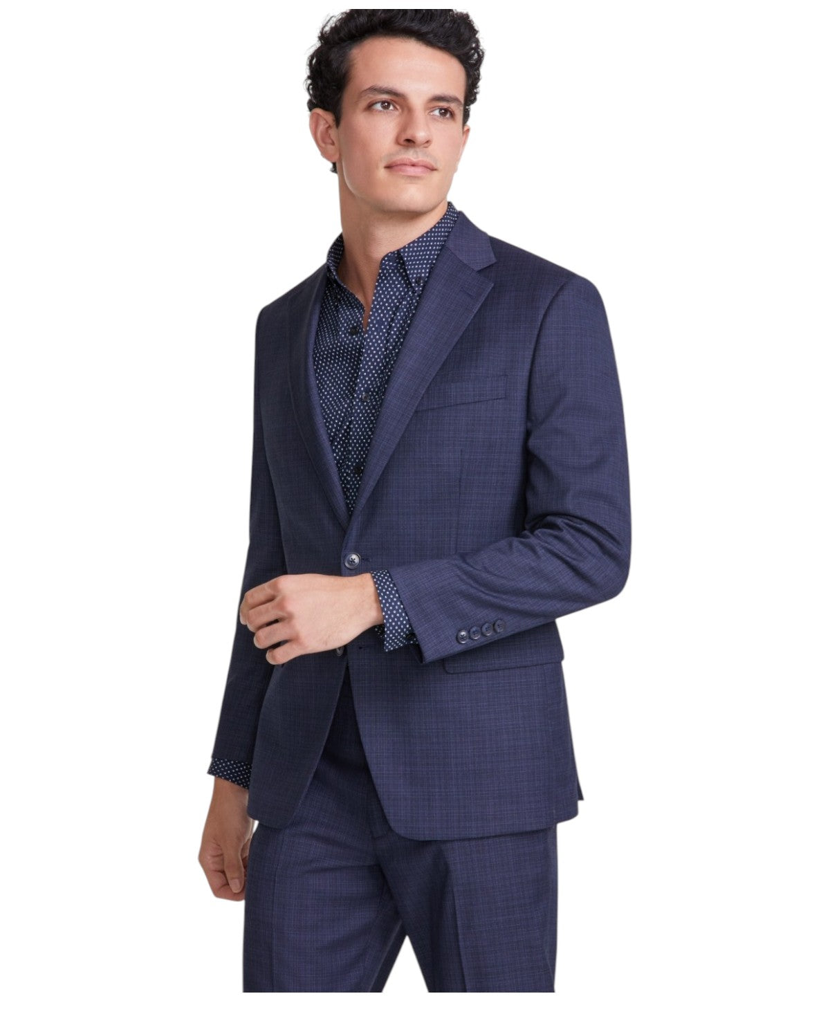 Tallia Mens Classic fit Suit Jacket Blazer 46 R Blue Solid Stretch