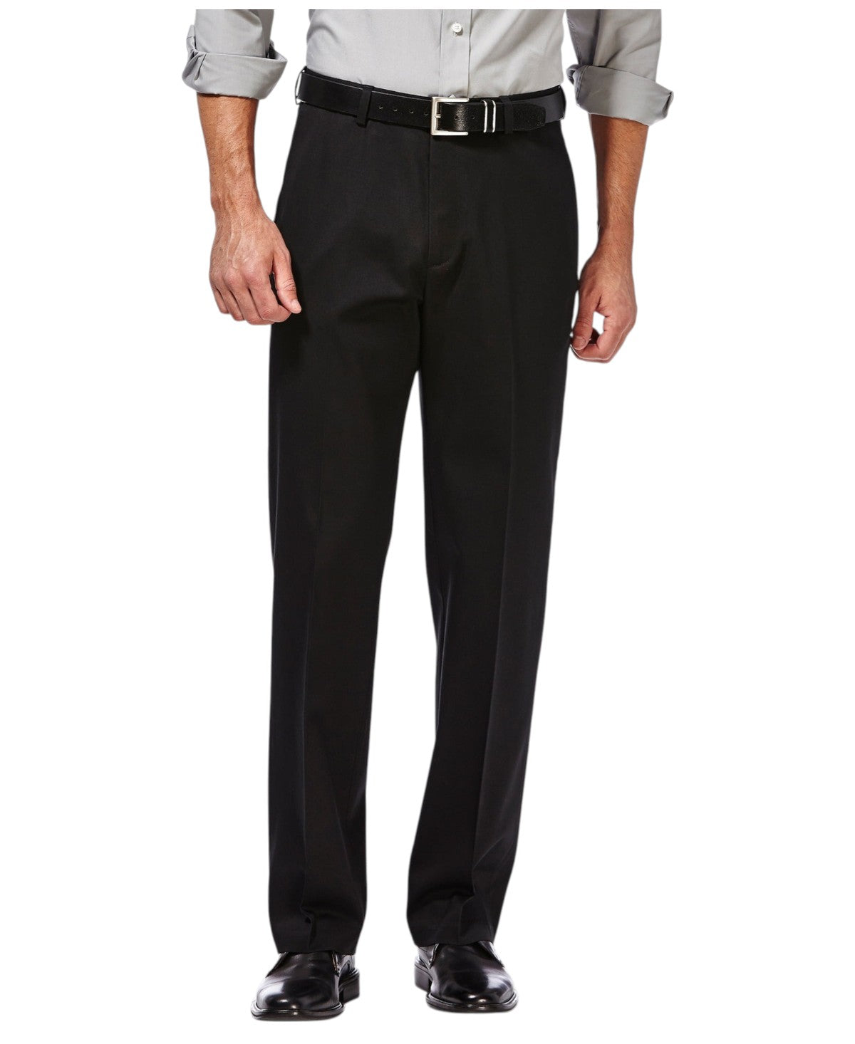 Haggar Mens Classic fit Dress Pants 32 / 32 Black Solid Stretch