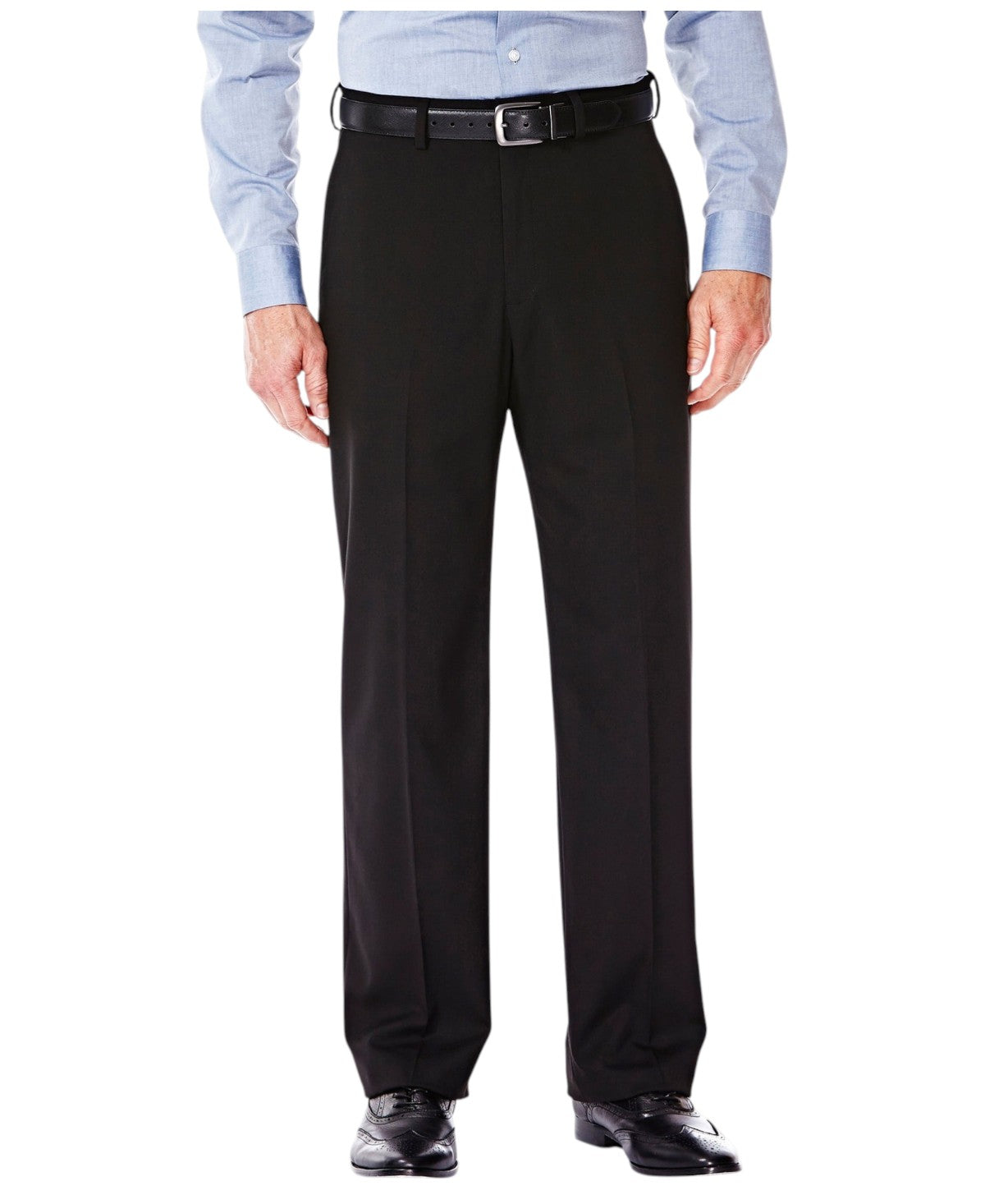 Haggar Mens Classic fit Dress Pants 44 / 30 Black Solid Stretch