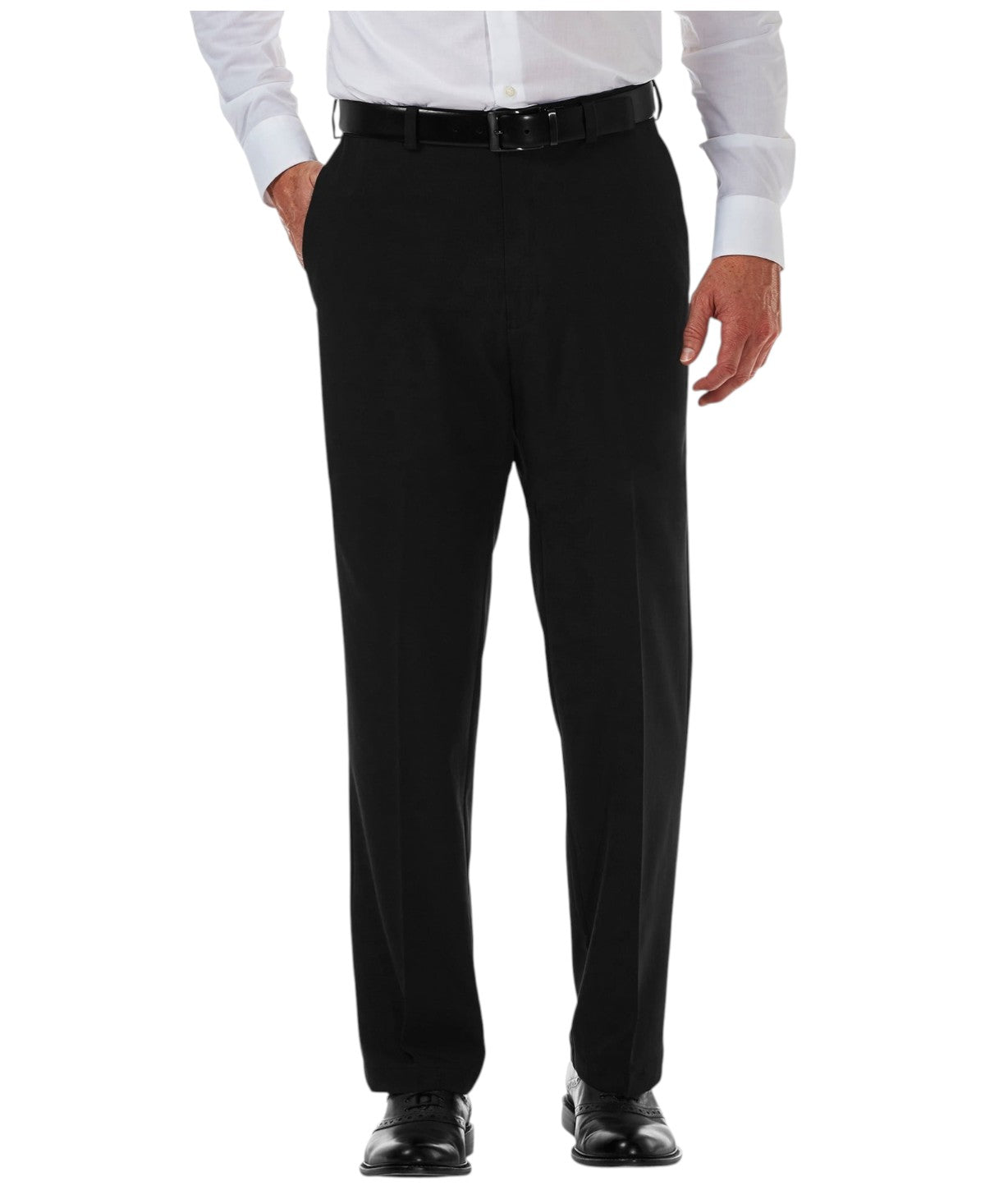 Haggar Mens Classic fit Dress Pants 36 / 32 Black Solid Stretch