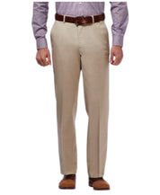 Haggar Mens Classic fit Dress Pants 32 / 32 Beige Solid Stretch