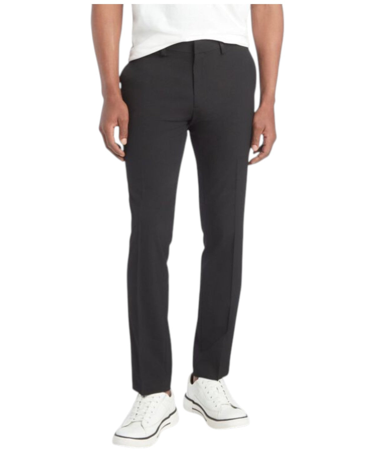 Kenneth Cole Mens Skinny fit Dress Pants 34 / 29 Black Solid Stretch