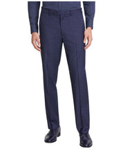 Tallia Mens Classic fit Dress Pants 32 / 32 Navy Blue Plaid Stretch