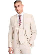 Bar Iii Mens Slim fit Sport Coat Blazer 42 R Beige Solid Stretch Linen