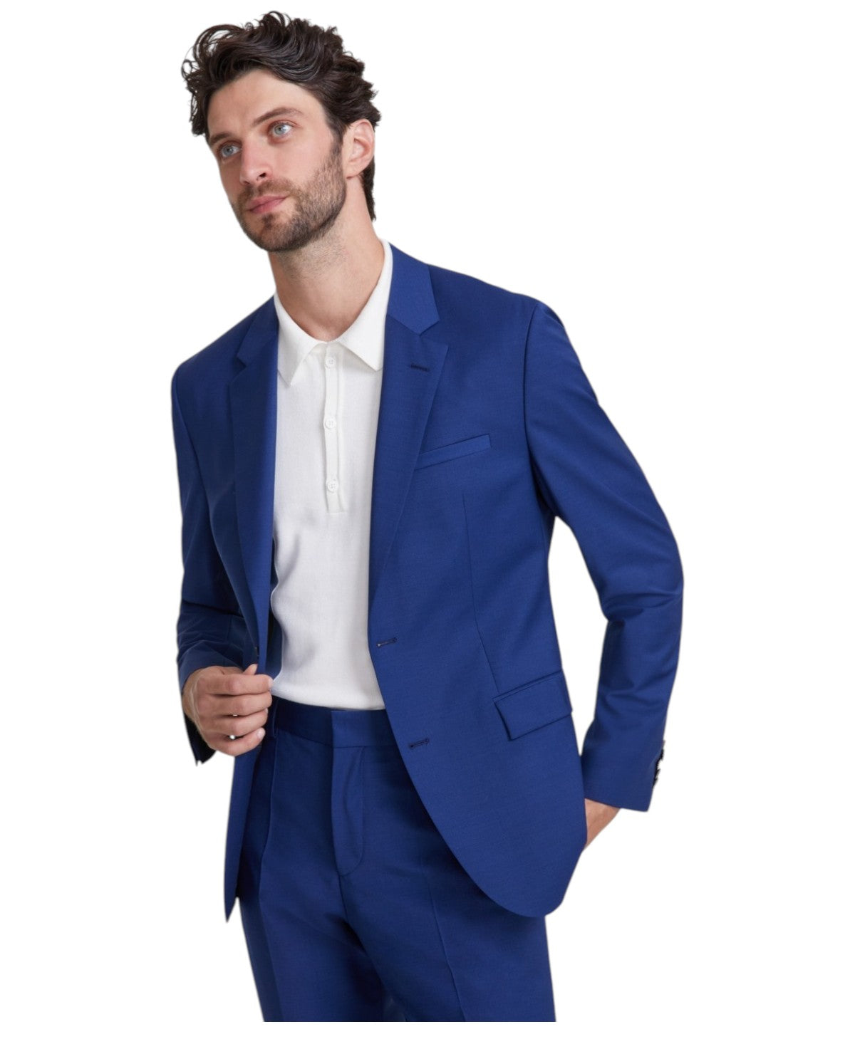 Hugo Boss Mens Modern fit Suit Jacket Blazer 42 R Blue Solid Stretch
