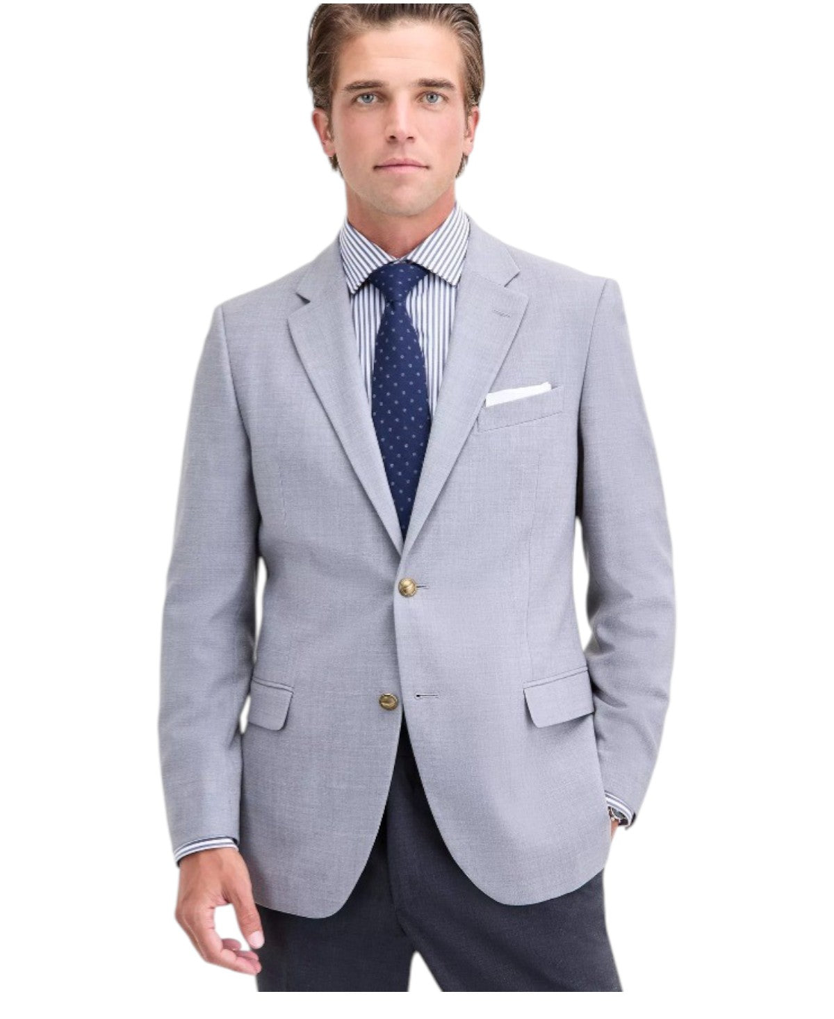 Nautica Mens Modern fit Suit Jacket Blazer 46 L Grey Solid Stretch