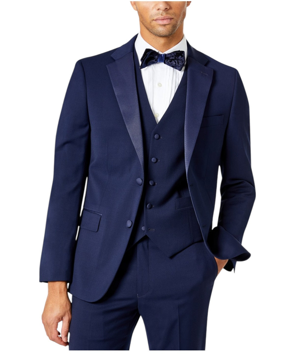 Tommy Hilfiger Mens Modern fit Suit Jacket Blazer 38 S Navy Blue Solid Stretch