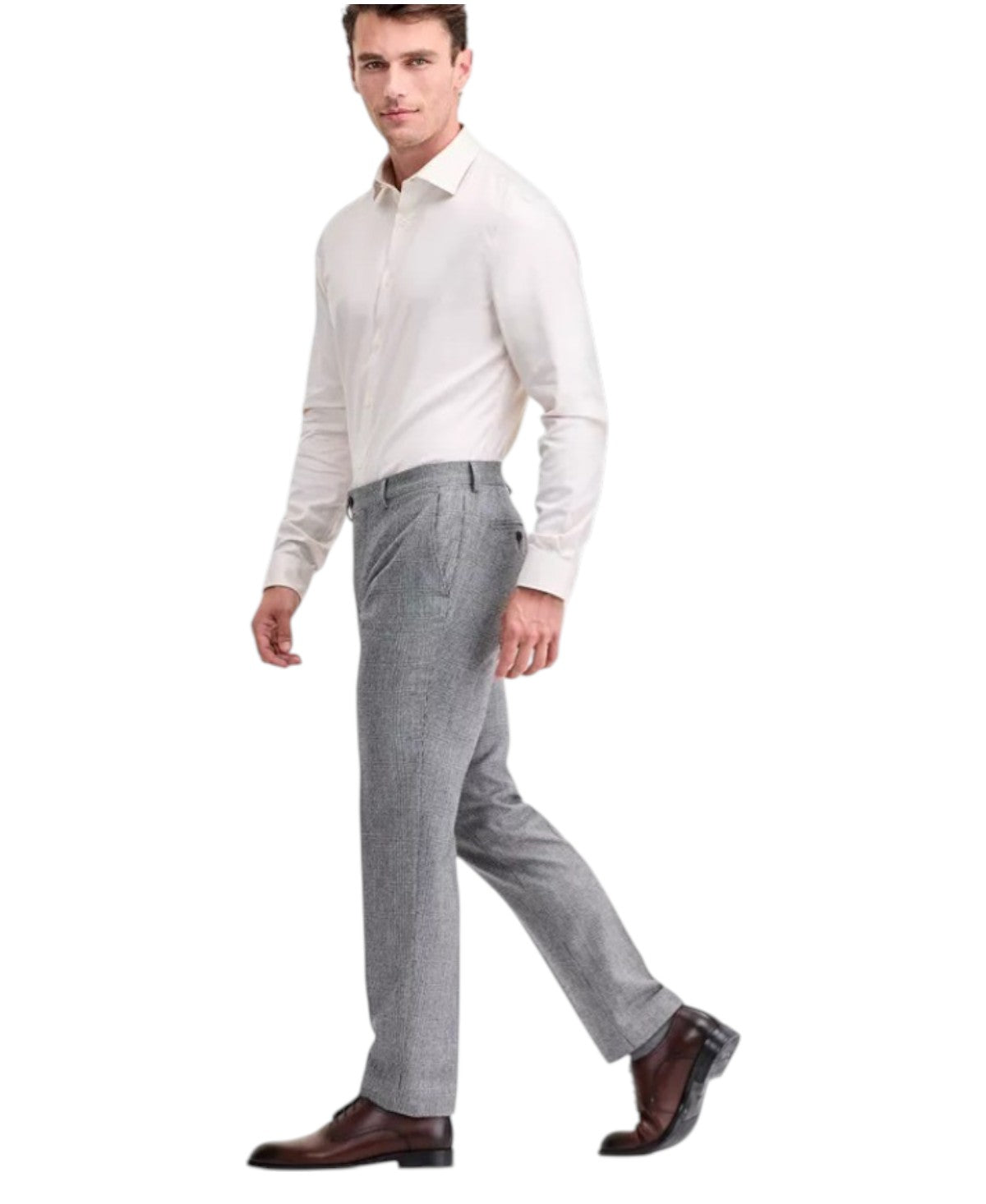 Ted Baker Mens Modern fit Dress Pants 32 / 32 Mid Grey Plaid Stretch