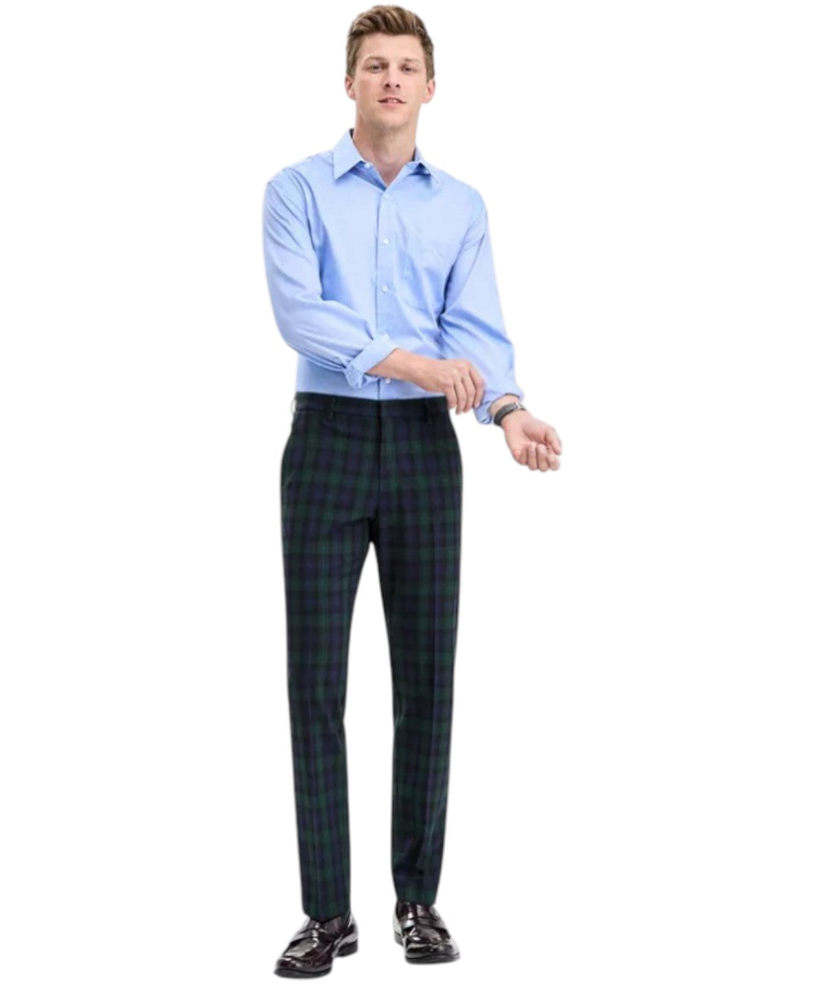 Tommy Hilfiger Mens Modern fit Dress Pants 30 / 30 Navy Blue Plaid Stretch