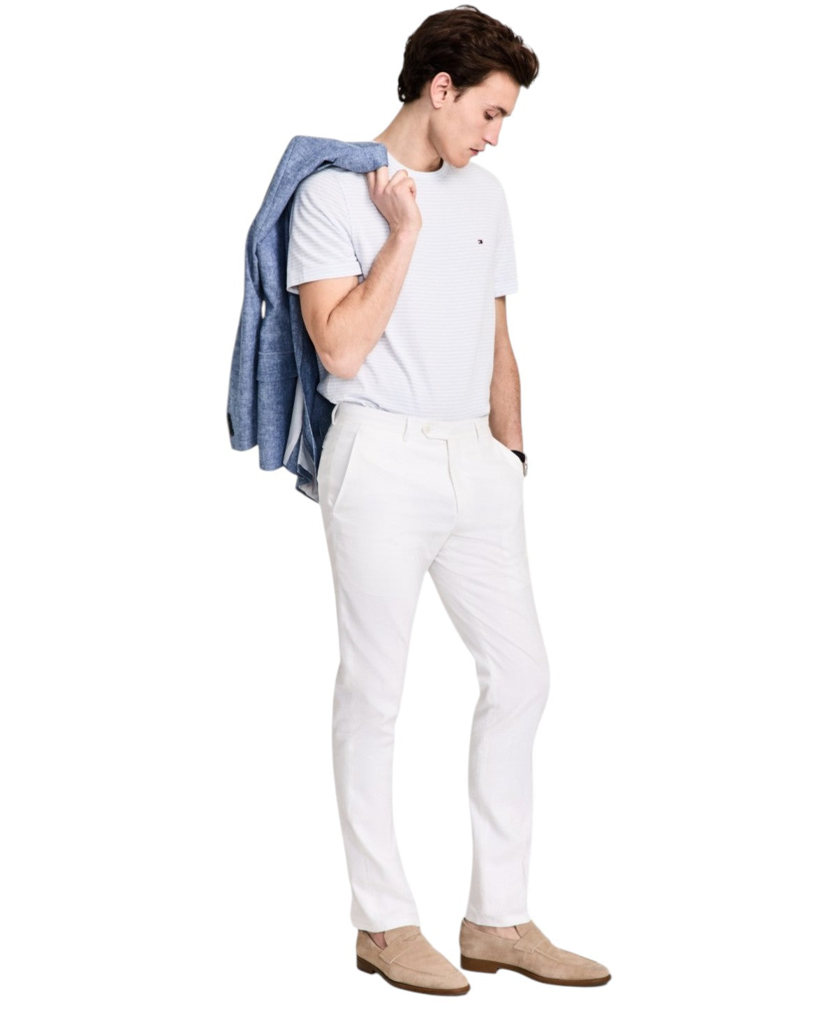 Tommy Hilfiger Mens Modern fit Dress Pants 32 / 30 White Solid Stretch