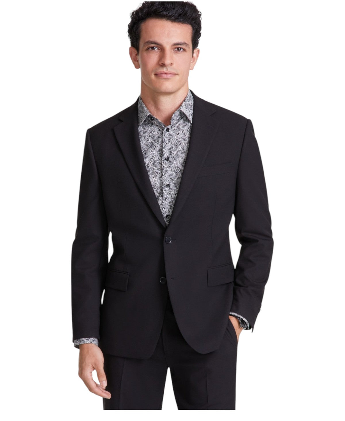 Tallia Mens Classic fit Suit Jacket Blazer 40 S Black Solid Stretch