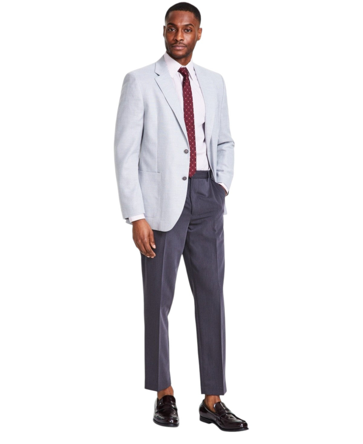 Nautica Mens Modern fit Sport Coat Blazer 50 R Light Grey Solid Stretch