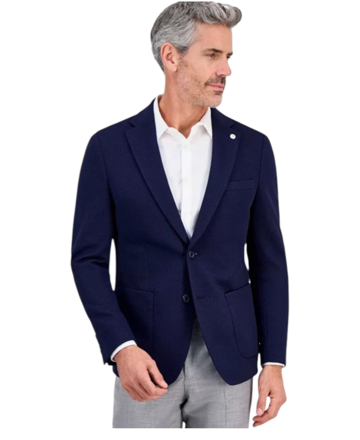Tom Baine Mens Slim fit Sport Coat Blazer Large Navy Blue Solid Stretch