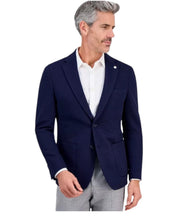 Tom Baine Mens Slim fit Sport Coat Blazer Large Navy Blue Solid Stretch