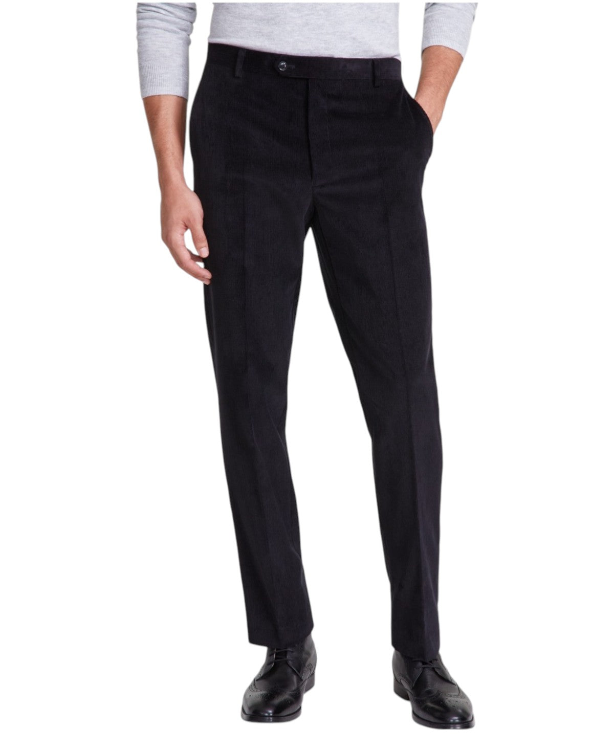 Tommy Hilfiger Mens Modern fit Dress Corduroy Pants 33 / 32 Black Solid Stretch