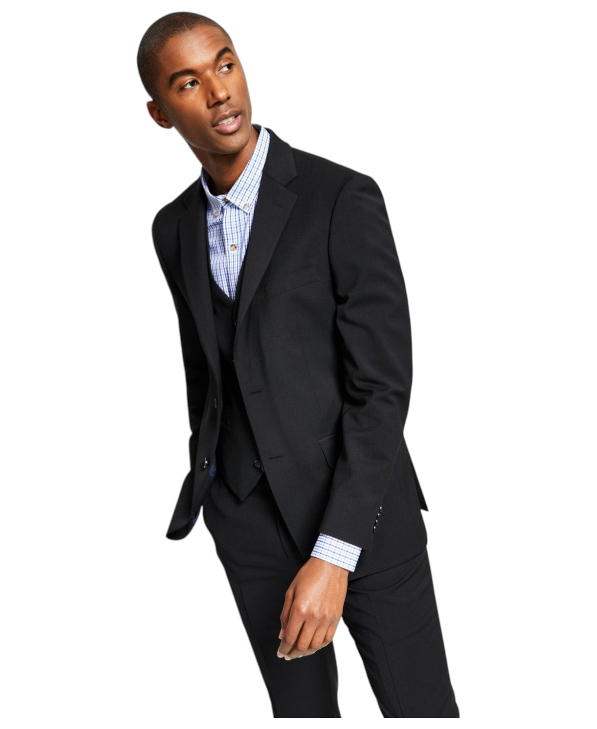 Tommy Hilfiger Mens Modern fit Suit Jacket Blazer 42 S Black Solid Stretch