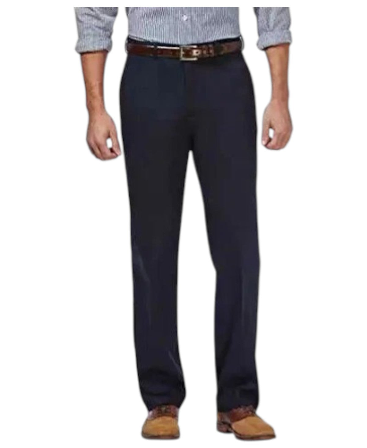 Haggar Mens Classic fit Dress Pants 32 / 30 Navy Blue Solid Stretch