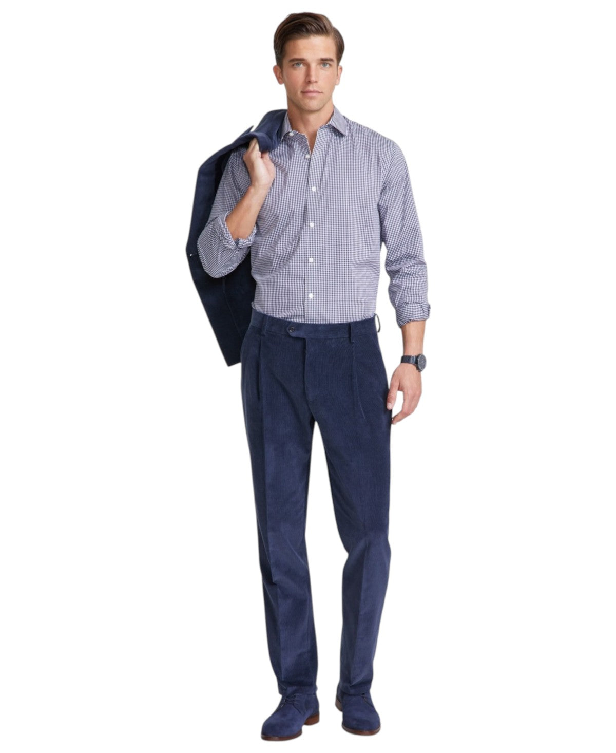 Tommy Hilfiger Mens Modern fit Dress Corduroy Pants 40 / 32 Navy Blue Solid Stretch