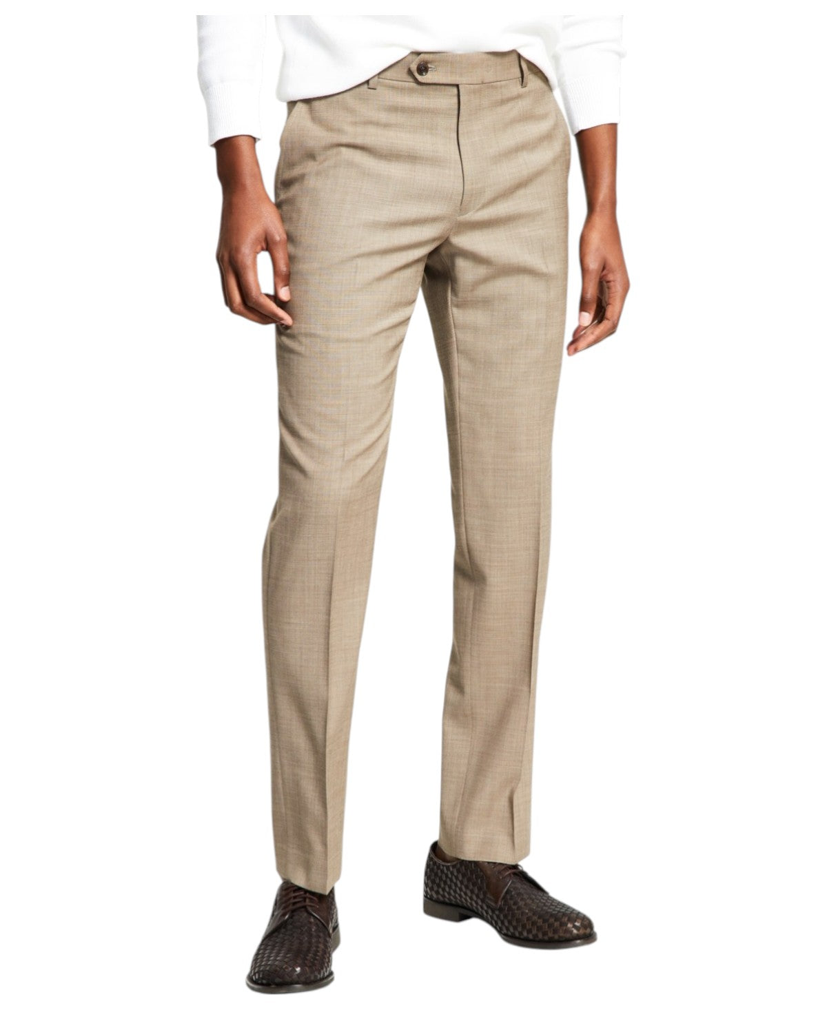 Tommy Hilfiger Mens Modern fit Dress Pants 34 / 34 Beige Solid Stretch