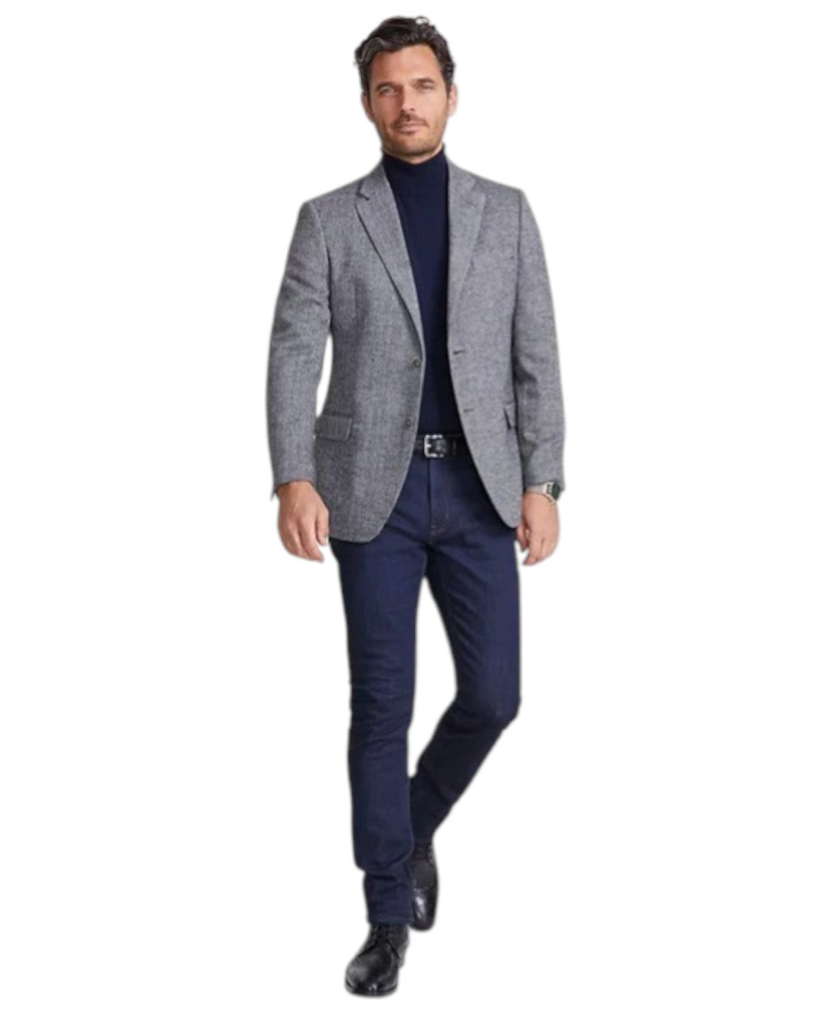 Nautica Mens Modern fit Sport Coat Blazer 40 R Mid Grey Herringbone Stretch