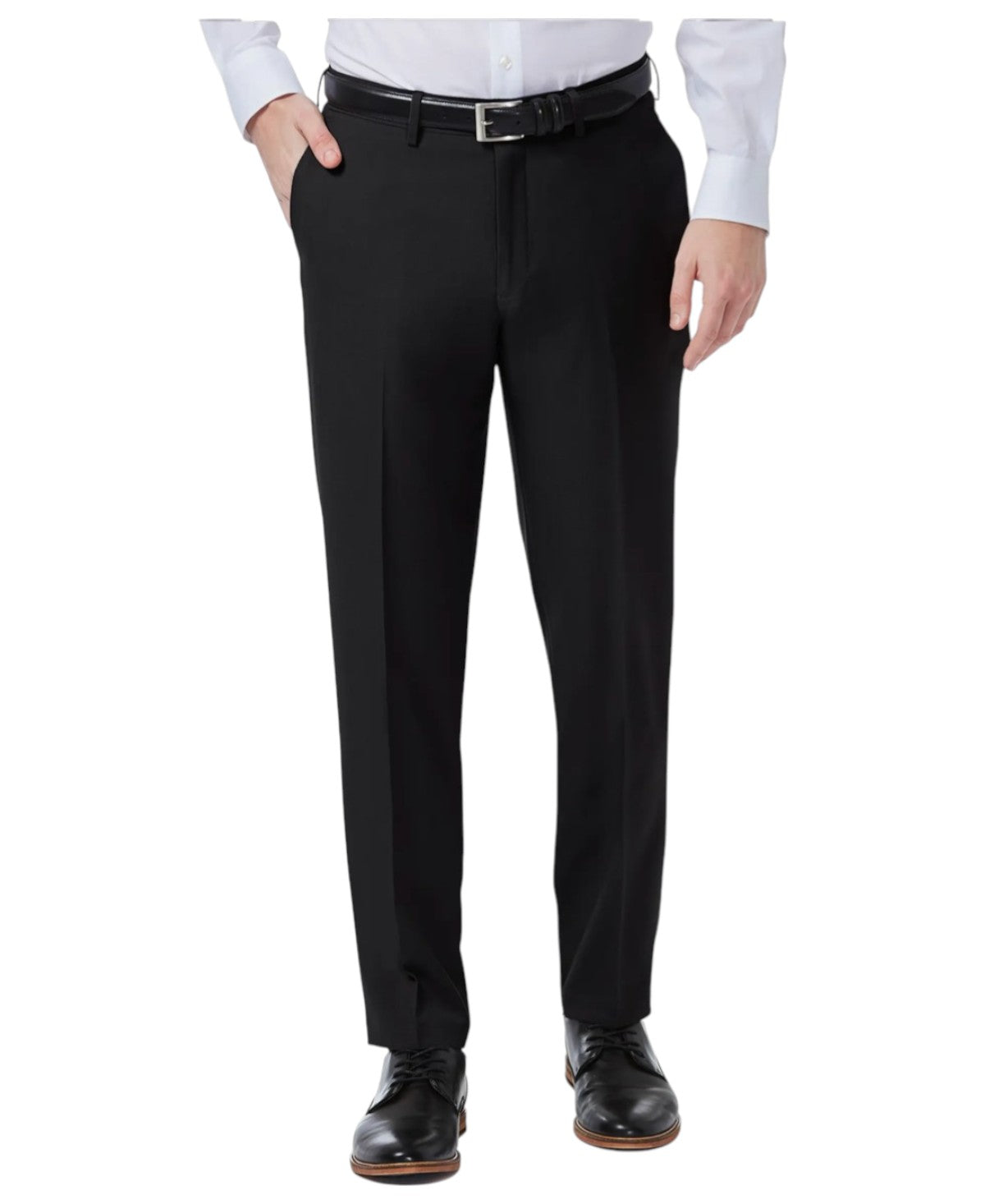 Haggar Mens Classic fit Dress Pants 40 / 29 Black Solid Stretch