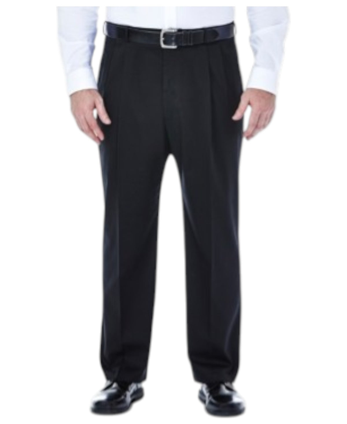 Haggar Mens Classic fit Dress Pants 54 / 34 Black Solid Stretch