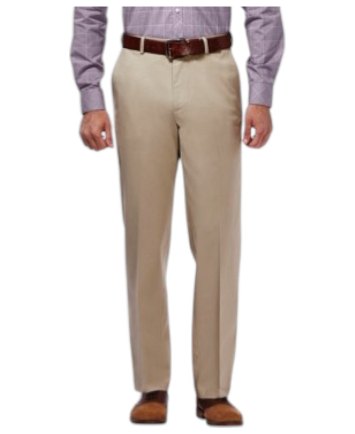 Haggar Mens Classic fit Dress Pants 42 / 30 Beige Solid Stretch