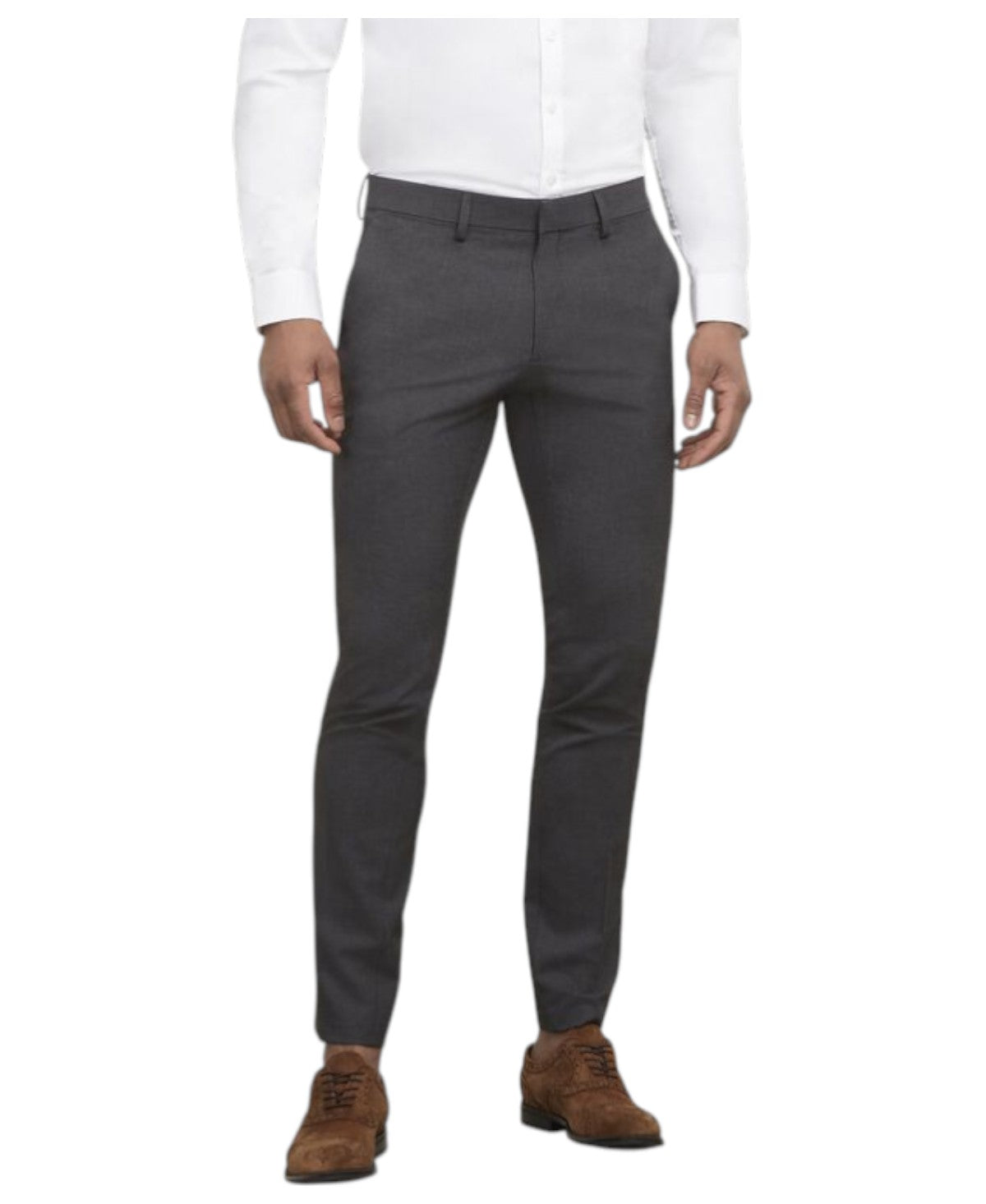 Kenneth Cole Mens Skinny fit Dress Pants 34 / 32 Charcoal Grey Solid Stretch