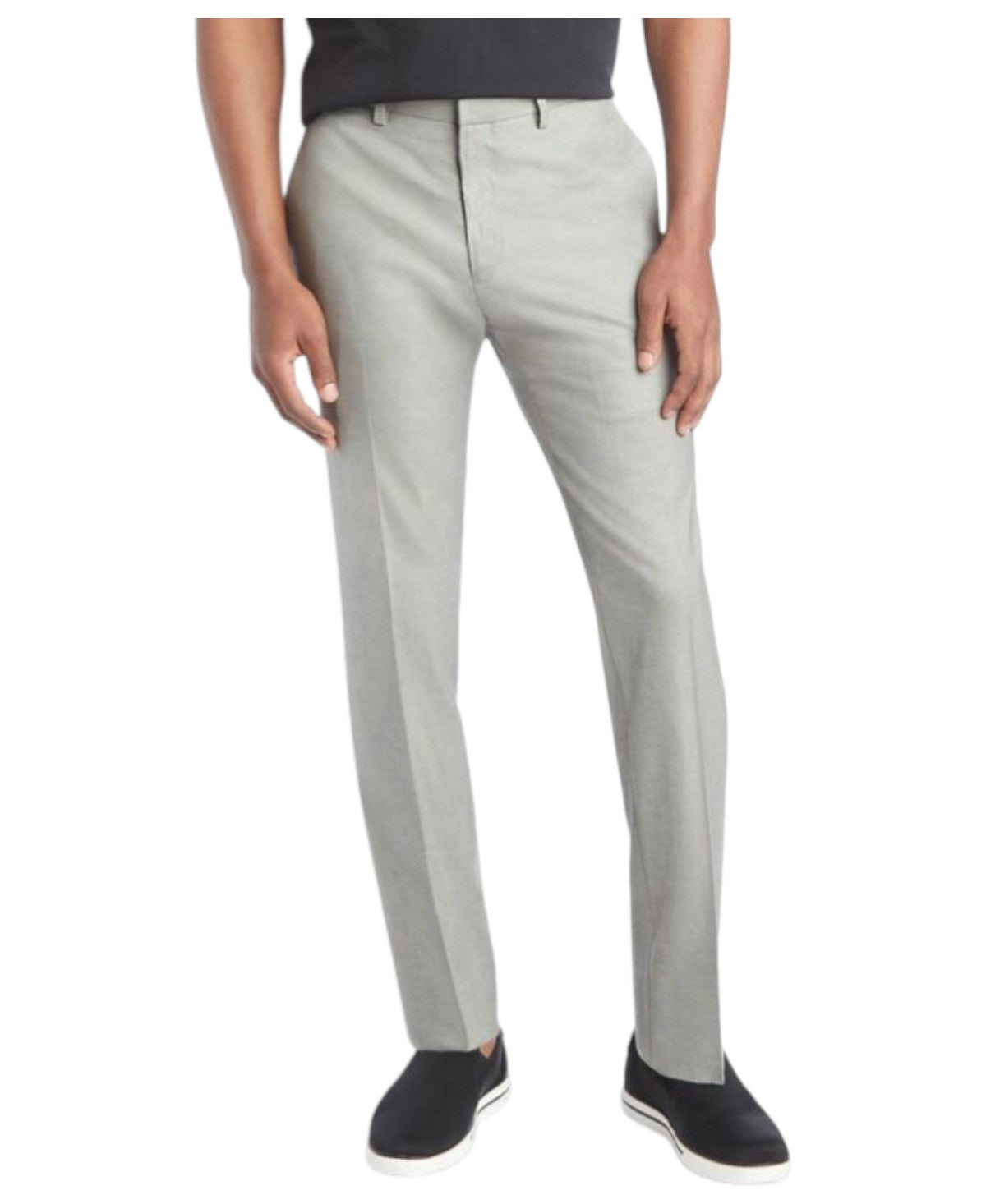 Kenneth Cole Mens Slim fit Dress Pants 38 / 30 Light Grey Solid Stretch