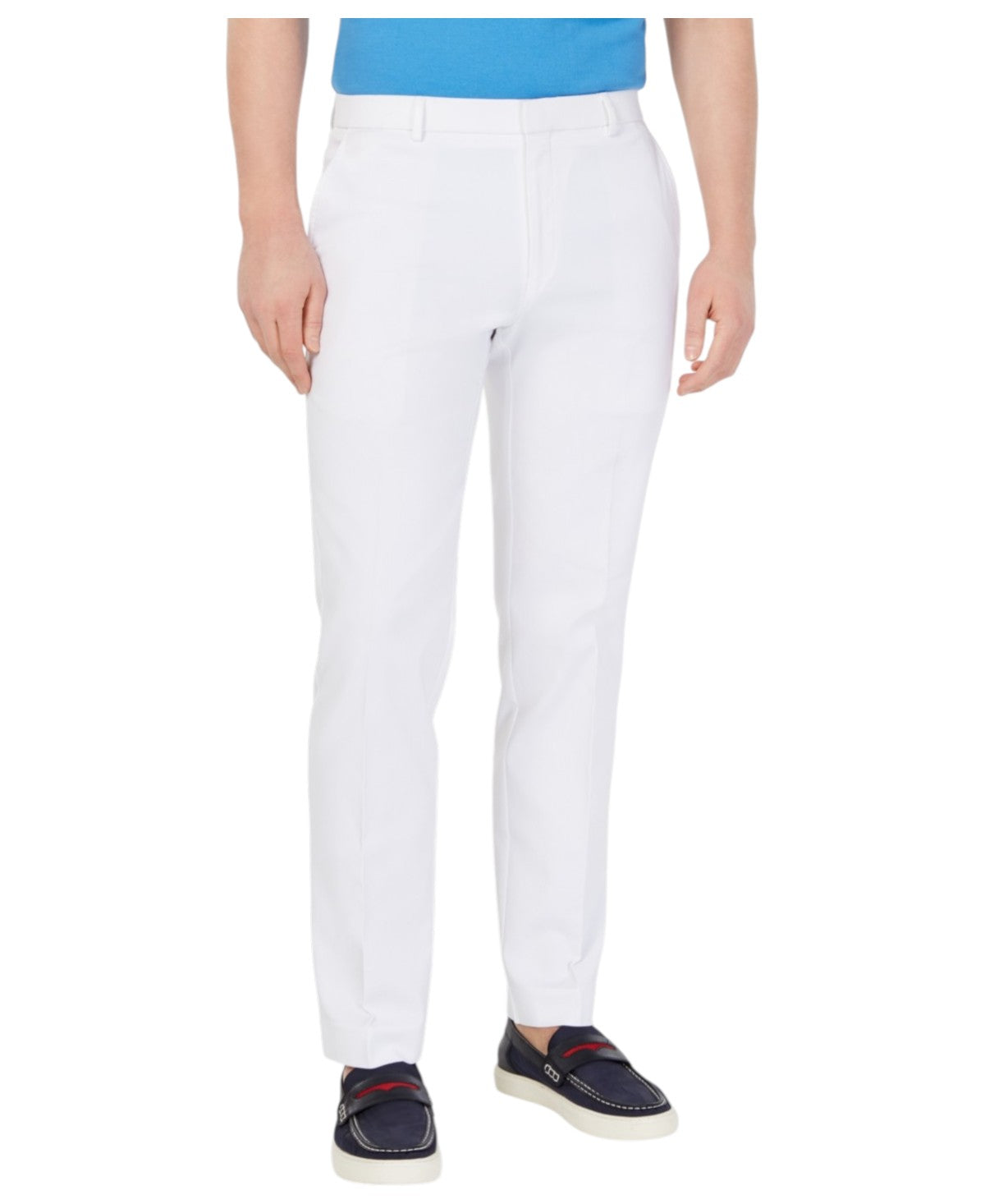 Tommy Hilfiger Mens Modern fit Dress Pants 38 / 30 White Solid Stretch