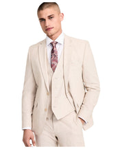 Bar Iii Mens Slim fit Suit Jacket Blazer 36 R Beige Solid Stretch Linen