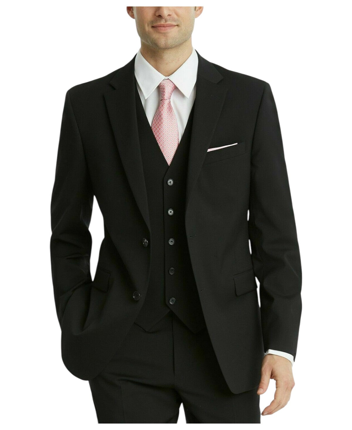 Tommy Hilfiger Mens Modern fit Suit Jacket Blazer 44 L Black Solid Stretch
