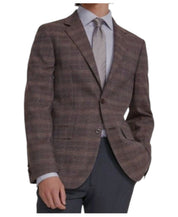 Vince Camuto Mens Slim fit Sport Coat Blazer 42 R Brown Plaid Stretch