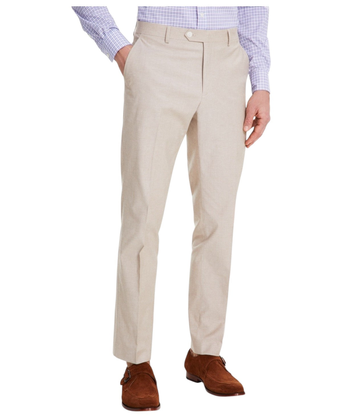 Tommy Hilfiger Mens Modern fit Dress Pants 33 / 32 Beige Solid Stretch