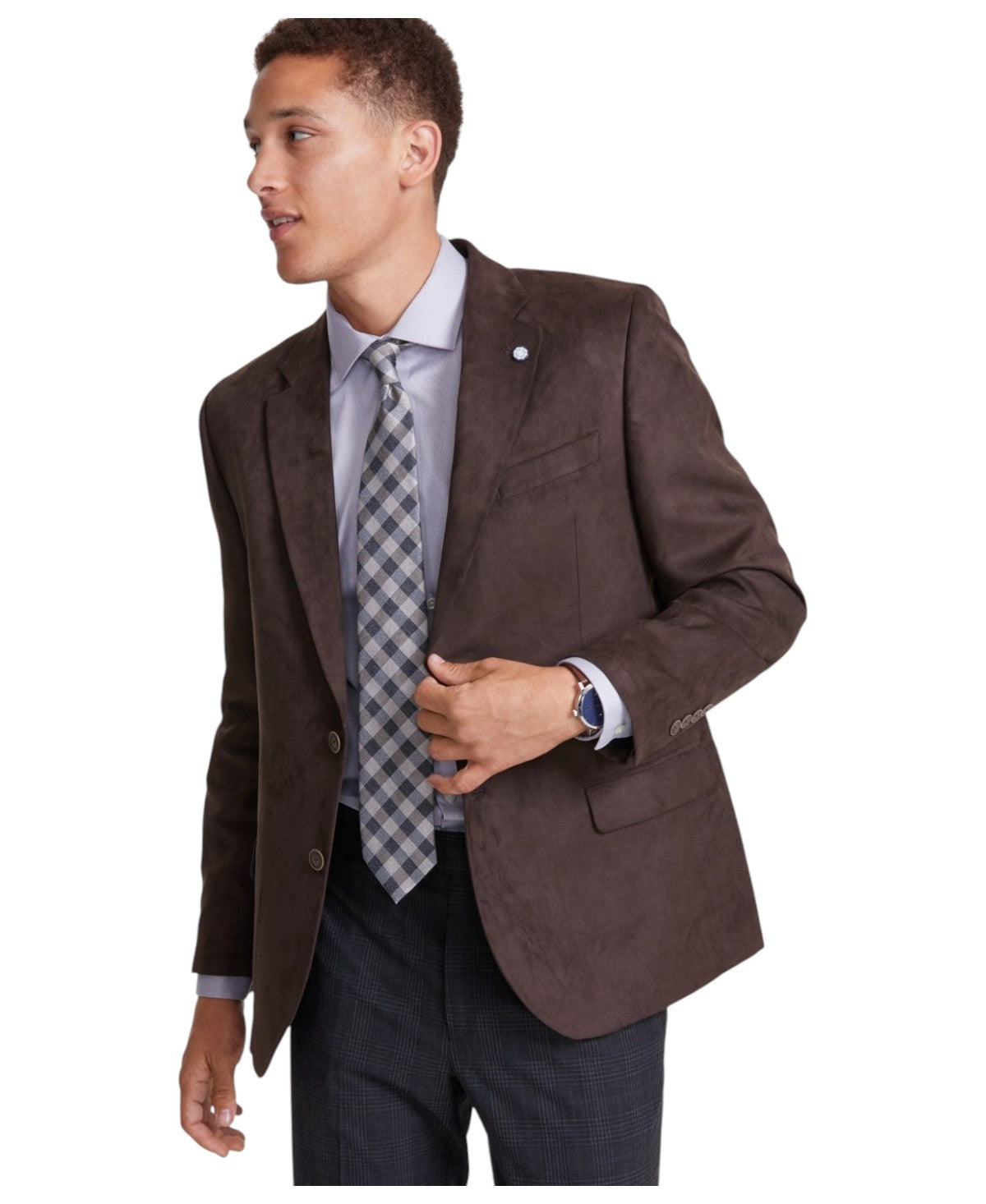 Nautica Mens Modern fit Sport Coat Blazer 44 S Brown Solid Stretch